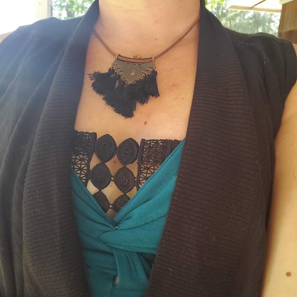 Black crochet applique boho bralette - Picture 5 of 5